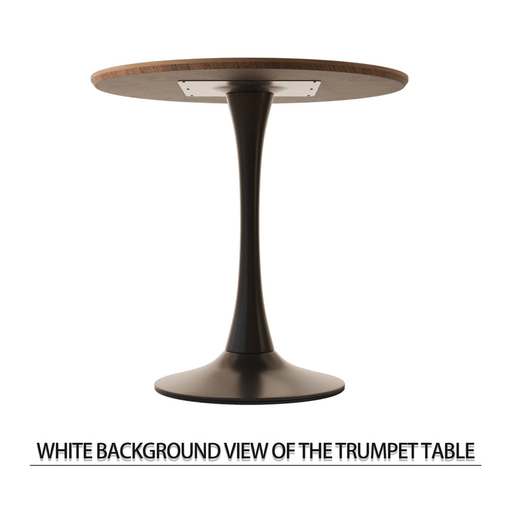 Mid-Century Modern 3-Piece Round Tulip Dining Table Set in Walnut &amp; Beige