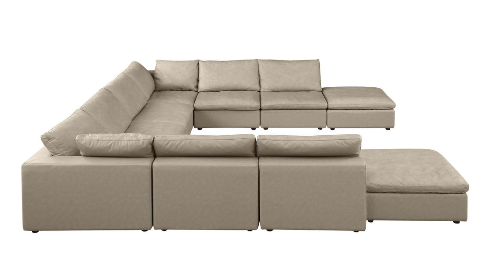 DivanItalia 1100 10-Piece U-Shaped Sectional with Chaise in Top-Grain Italian Leather - Beige