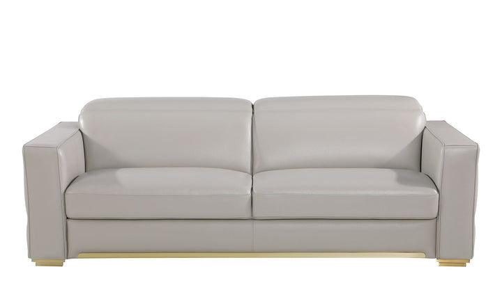 DivanItalia 1120 Sofa with Adjustable Headrest in Top-Grain Italian Leather - Light Gray