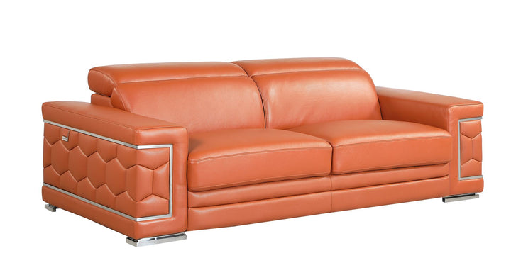 DivanItalia 692 Sofa with Adjustable Headrest in Top-Grain Italian Leather - Camel
