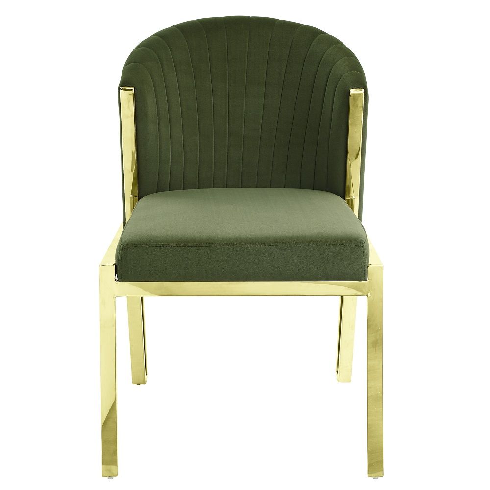 Fallon - Side Chair Set of 2) - Green Velvet & Mirrored Gold