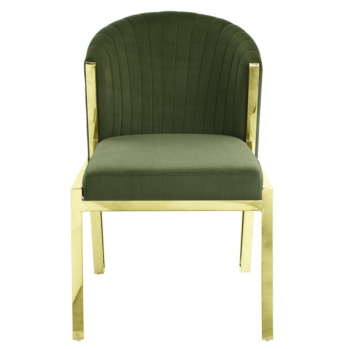 Fallon - Side Chair Set of 2) - Green Velvet & Mirrored Gold