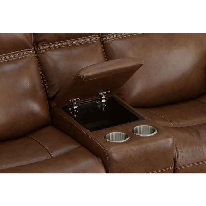 Jackson Power Reclining Loveseat With Console &amp; Power Headrests Whiskey