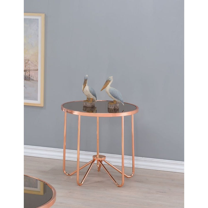 Alivia - End Table - Rose Gold & Smoky Glass