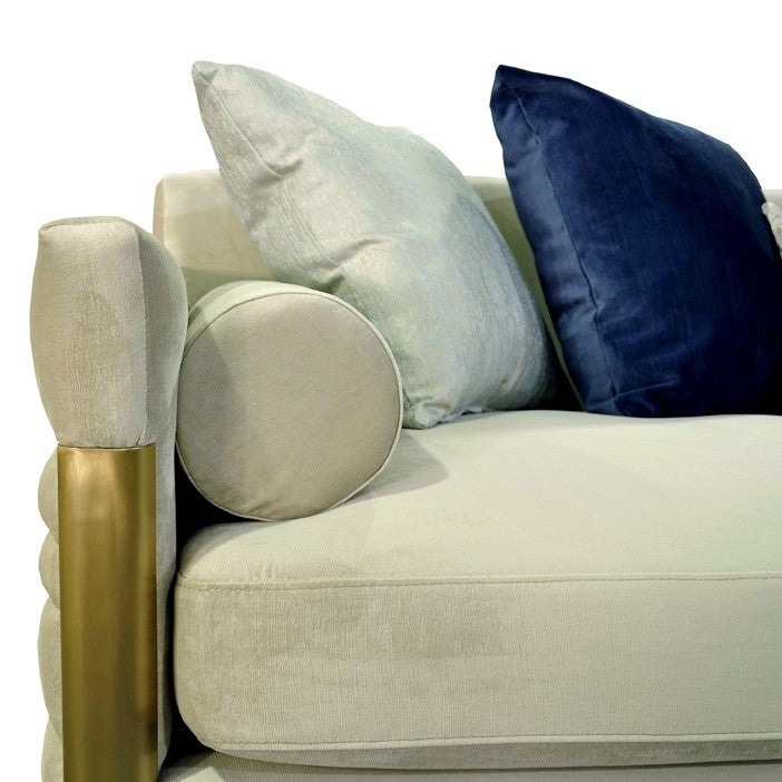 Tenaya Modern Beige Fabric &amp; Gold Loveseat Sofa