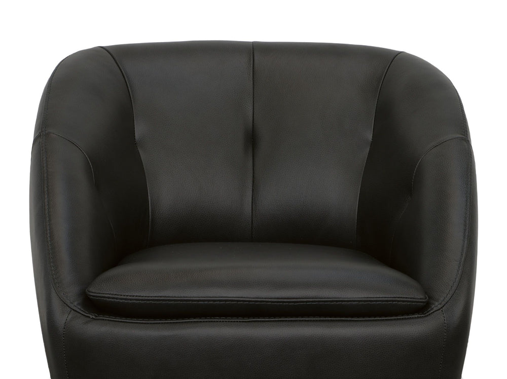 Wade Leather Swivel Chair in Ebony