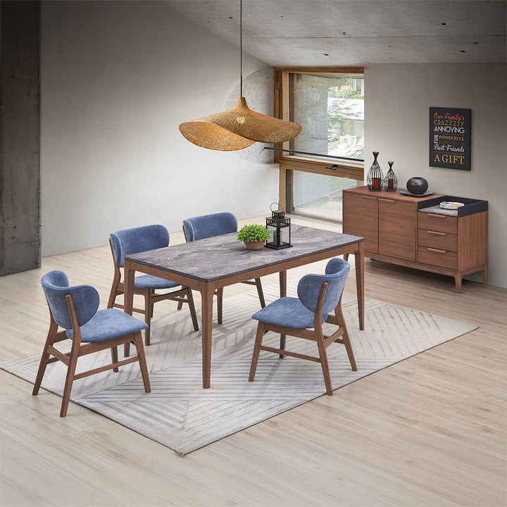 Bevis - Server - Green Fabric & Walnut