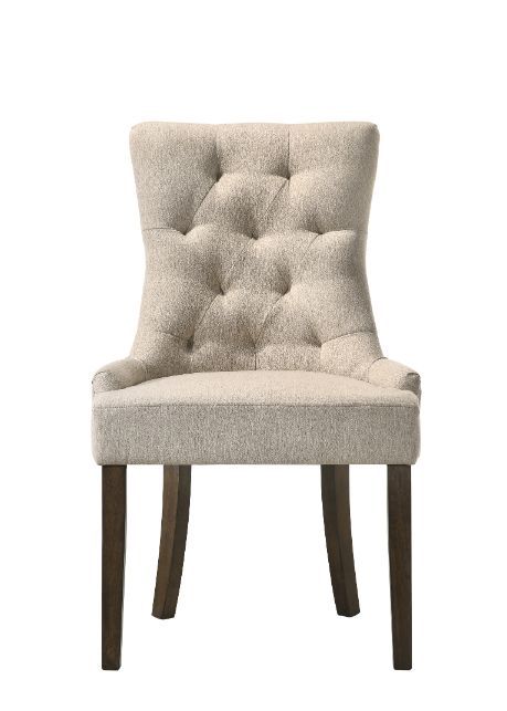 Farren - Side Chair Set of 2) - Beige Fabric & Weathered Oak