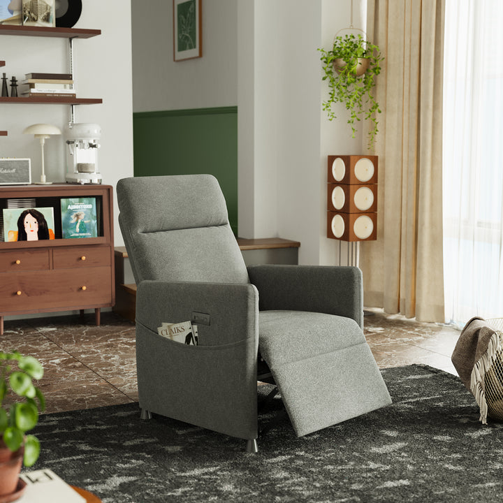 Modern Fabric Power Recliner Chair with Footrest – Light Grey