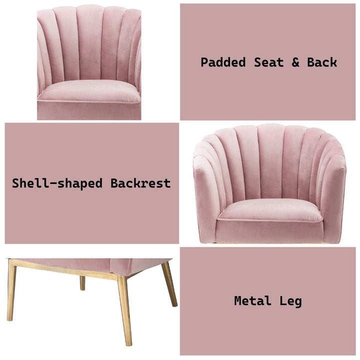 Colla - Accent Chair - Blush Pink Velvet & Gold
