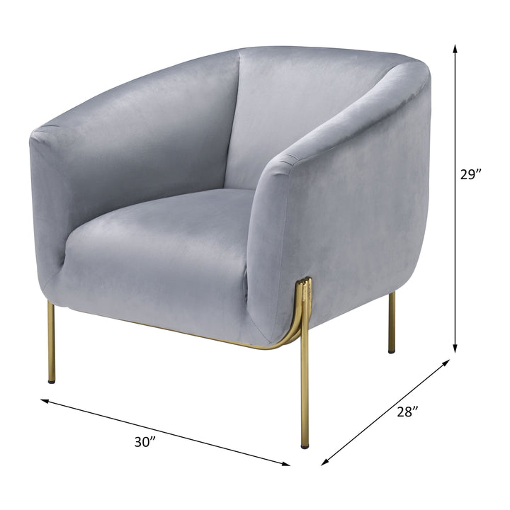 Carlson - Accent Chair - Gray Velvet & Gold