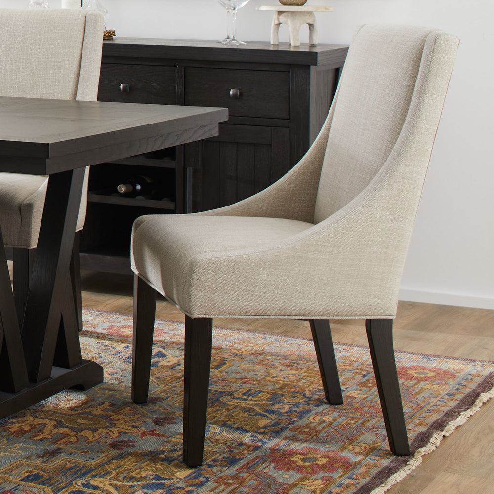 Lattice Upholstered Dining Chair Beige / Dark Brown