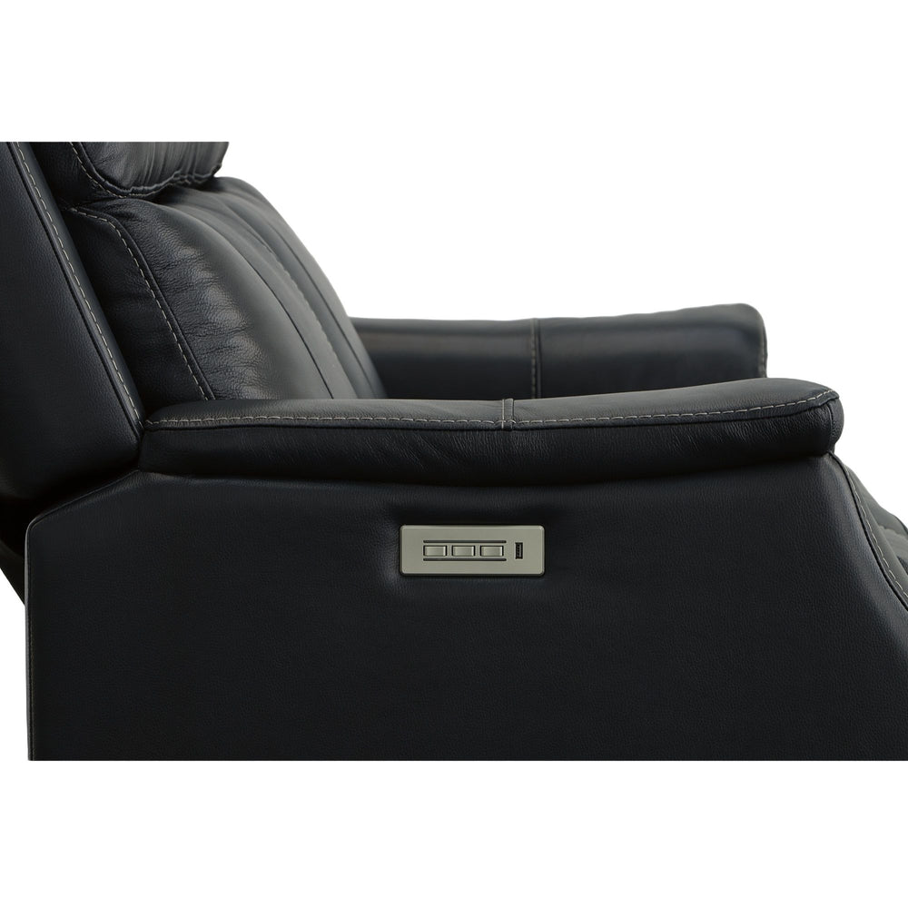Easton Leather Power Reclining Loveseat with Power Headrests & Lumbar in Ocean