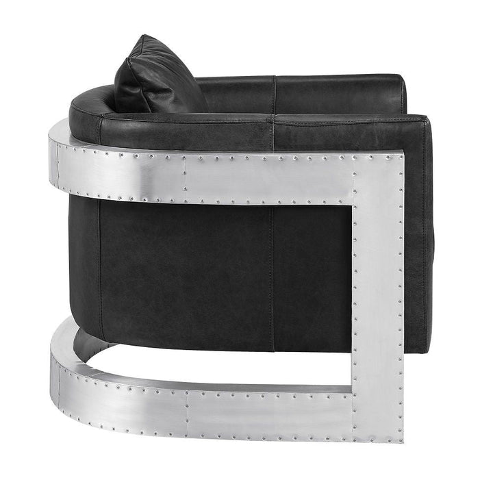 Betla - Accent Chair - Black Top Grain Leather & Aluminum