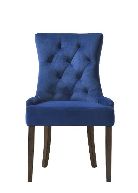 Farren - Side Chair Set of 2) - Blue Velvet & Weathered Oak