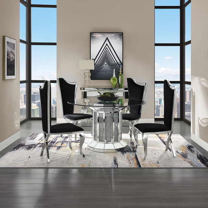 Cyrene - Side Chair Set of 2) - Black Fabric & Stainless Steel