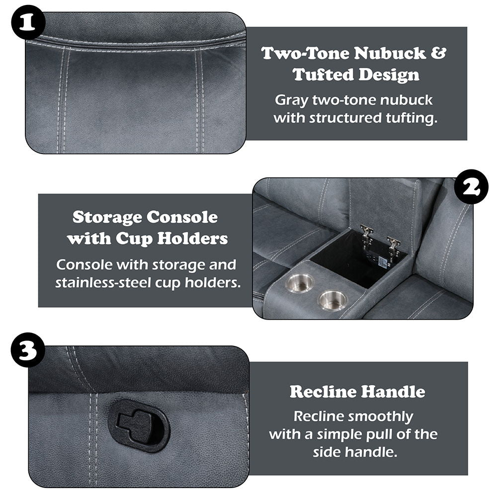 Dollum - Motion Sectional Sofa - Two Tone Gray Velvet