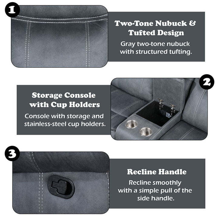 Dollum - Motion Sectional Sofa - Two Tone Gray Velvet