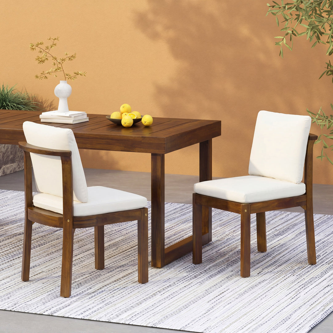 Acacia Outdoor Dining Chair – Brown &amp; Cream (Set of 2)