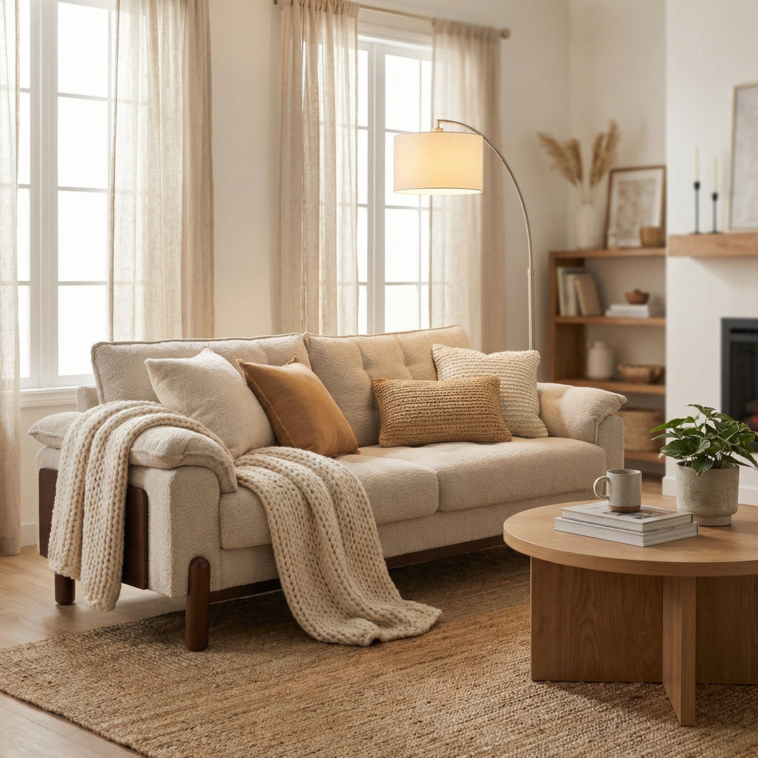 83.5" Boucle Sofa – Beige