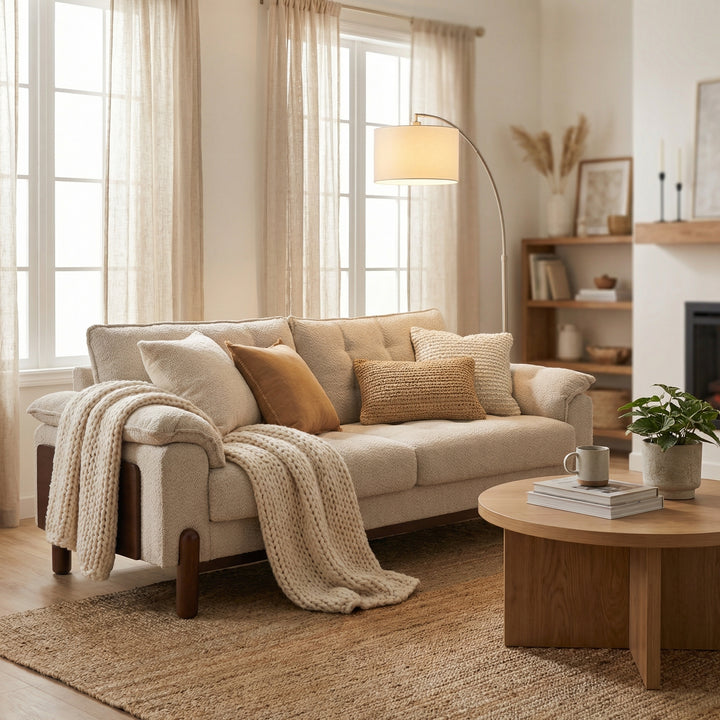 83.5" Boucle Sofa – Beige