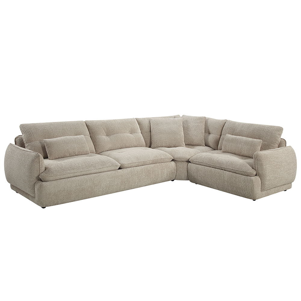 Jonina - Sectional Sofa With 4 Pillows - Beige Chenille