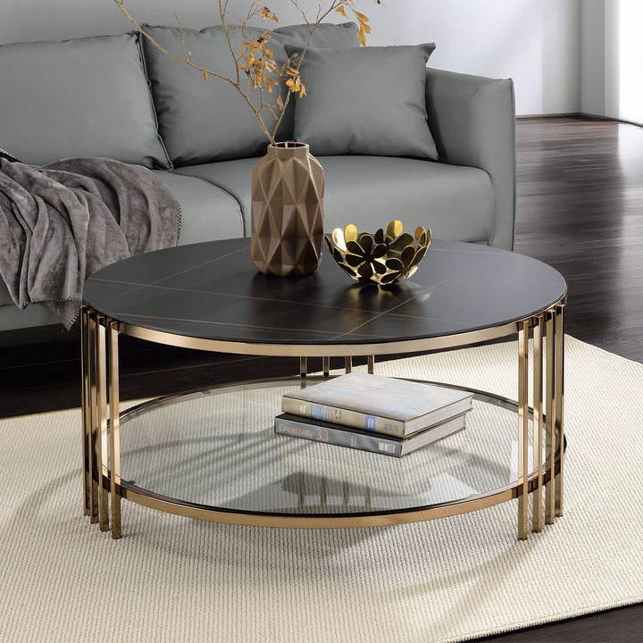 ACME Furniture Zaidee Coffee Table Sintered Stone & Champagne