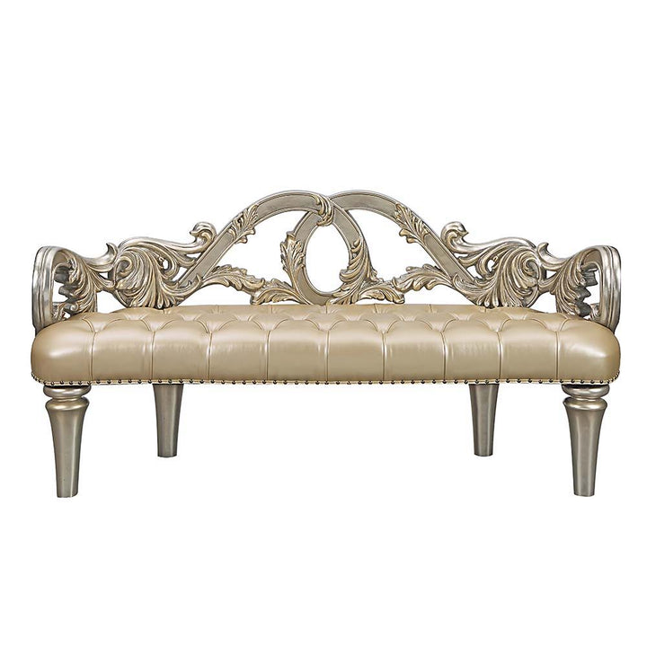Danae - Bench - Champagne Synthetic Leather & Gold