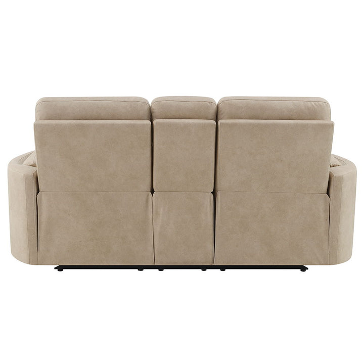 Elison - Motion Loveseat With Console - Dark Beige Polish Microfiber