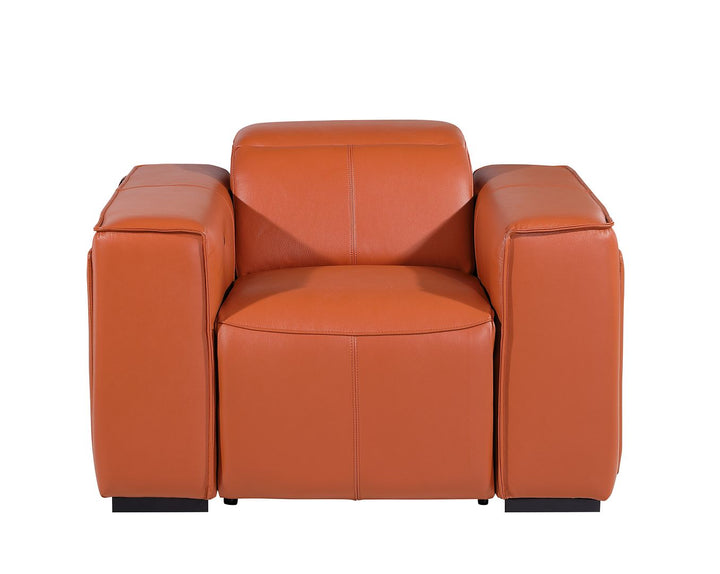 DivanItalia 1224 Top Grain Italian Leather Power Reclining Chair with Power Headrests - Camel