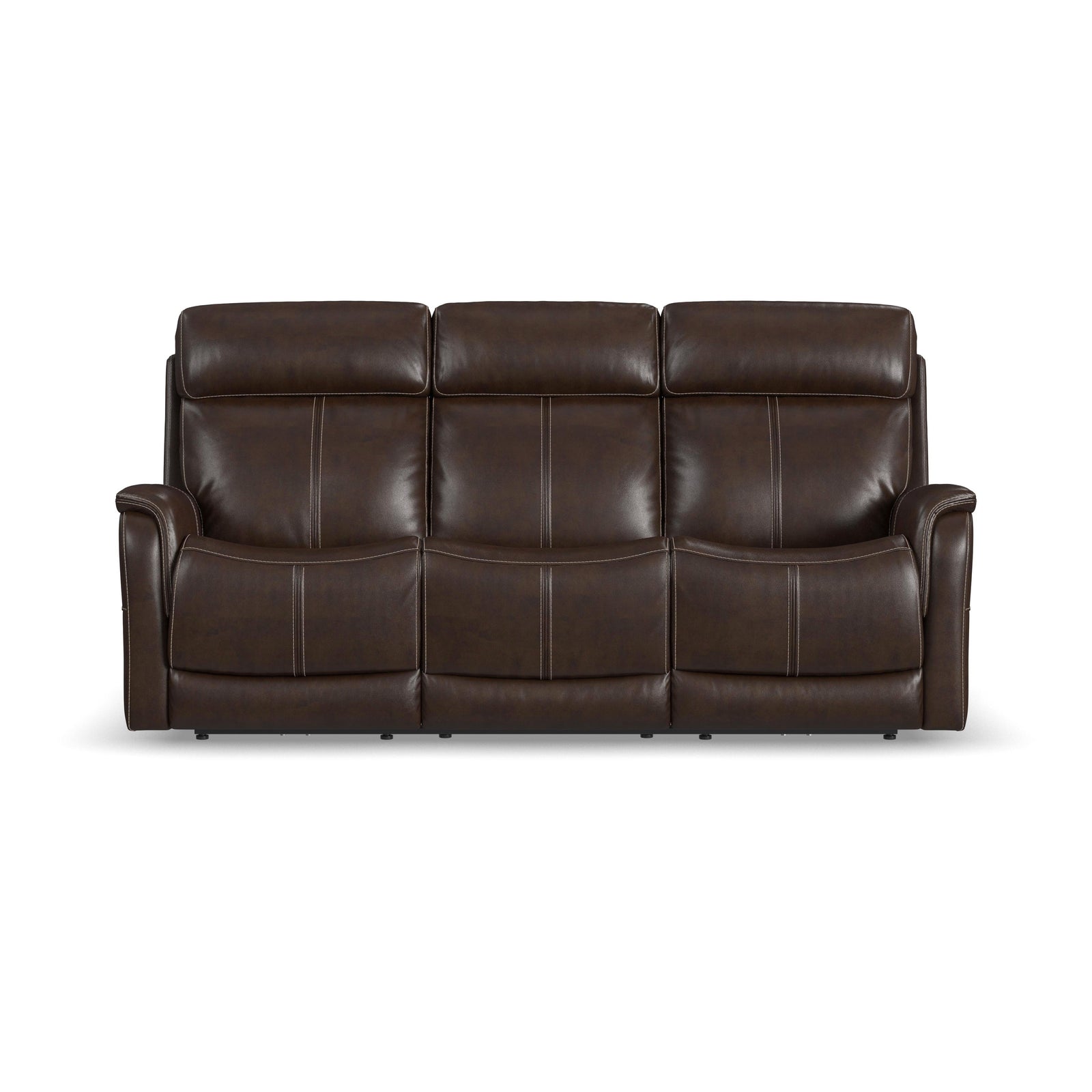 View  Power Reclining Sofa With Console, Power Headrest & Lumbar  Dark Brown