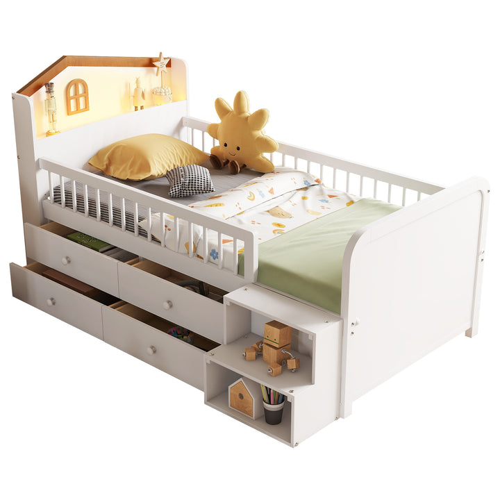 low-wooden-twin-loft-bed-with-led-lights-and-storage-drawers-white