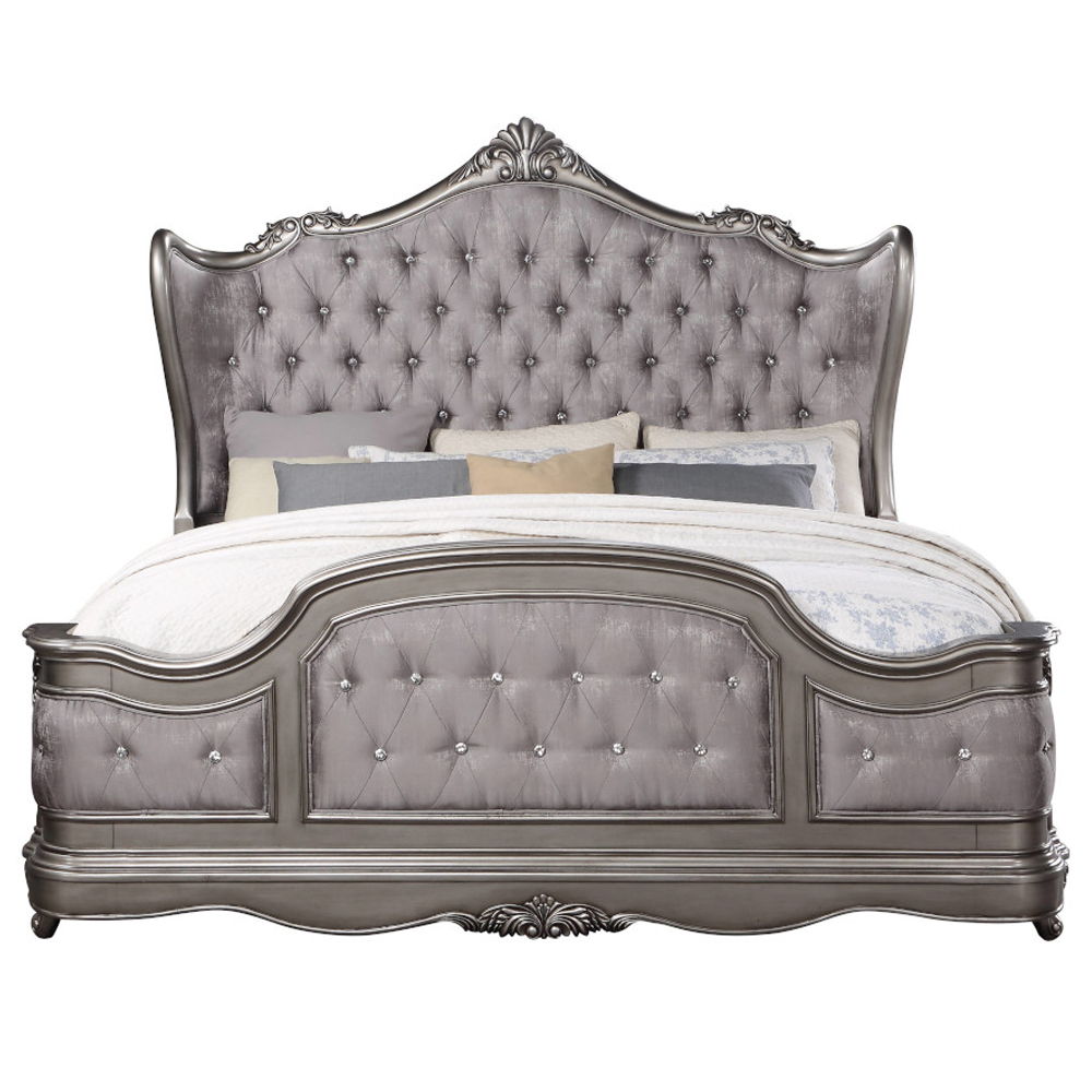 Ariadne - Queen Bed - Velvet & Antique Platinum