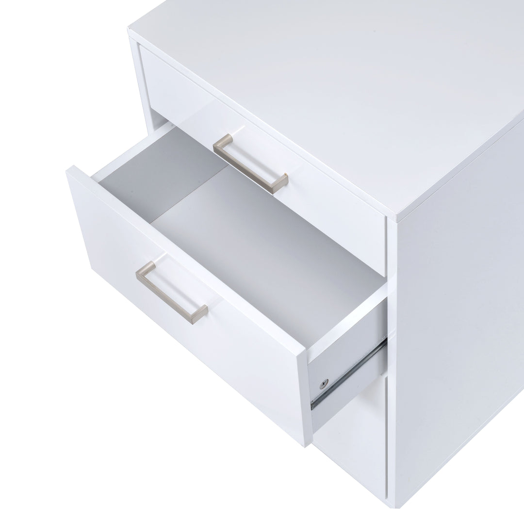 Coleen - High Gloss File Cabinet - White / Chrome