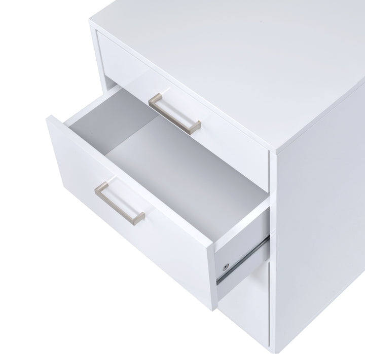 Coleen - High Gloss File Cabinet - White / Chrome
