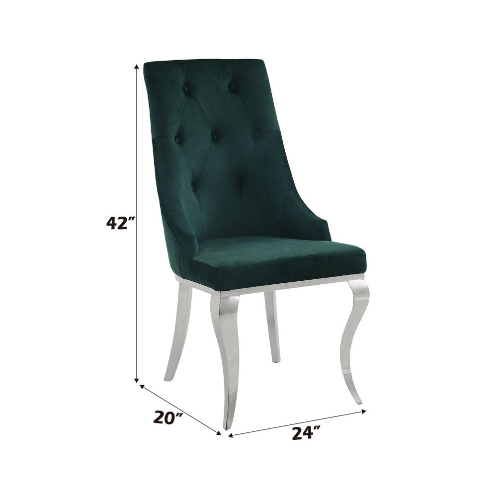 Dekel - Side Chair Set of 2) - Green Fabric & Stainless Steel