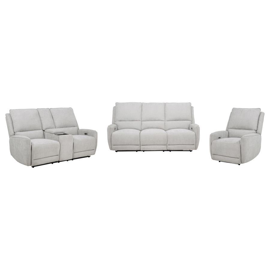 Coaster Furniture Sylmar - 3 Piece Chenille Power Reclining Sofa Set - Dove Gray