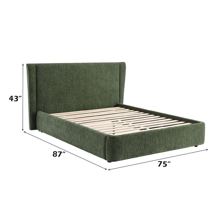 Cheryl - Queen Bed - Dark Green Chenille