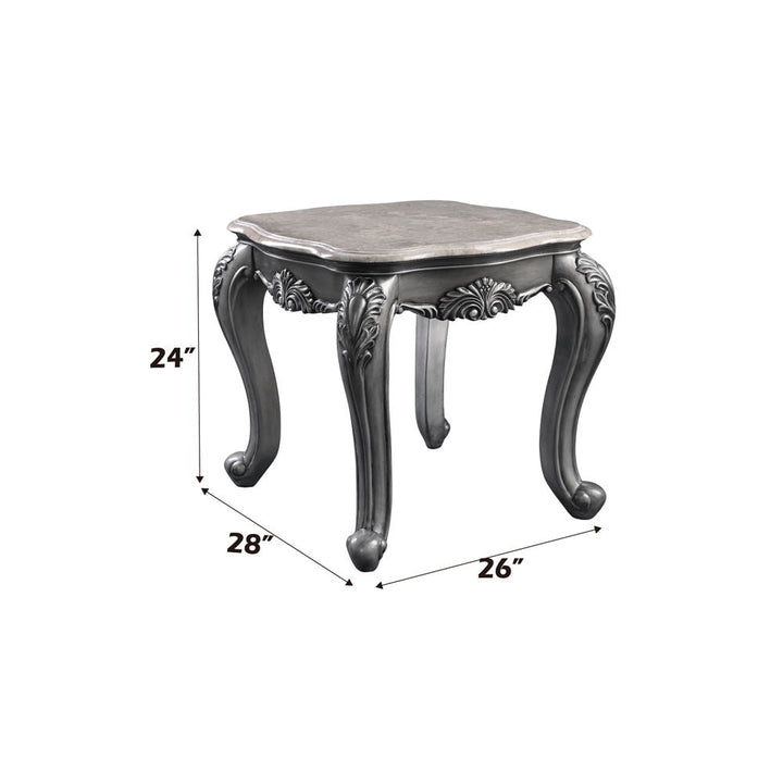 Ariadne - End Table - Marble Top & Platinum