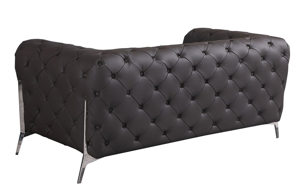 DivanItalia 970 Loveseat in Top-Grain Italian Leather - Brown