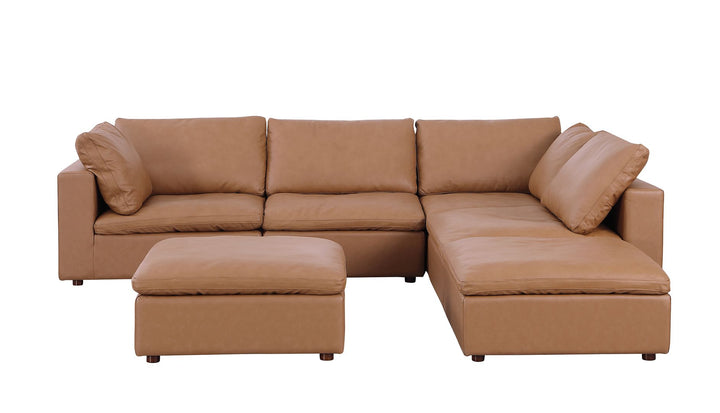 DivanItalia 1100 6-Piece Right Arm Facing 3-Seat Sectional – Top-Grain Italian Leather - Cognac
