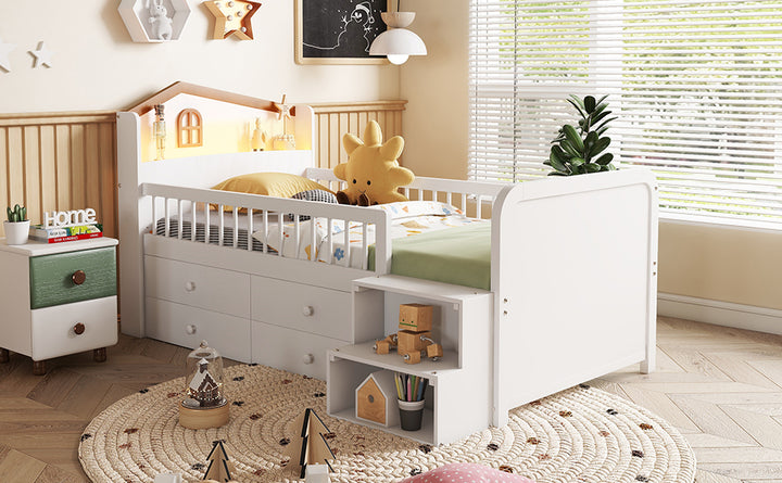 low-wooden-twin-loft-bed-with-led-lights-and-storage-drawers-white