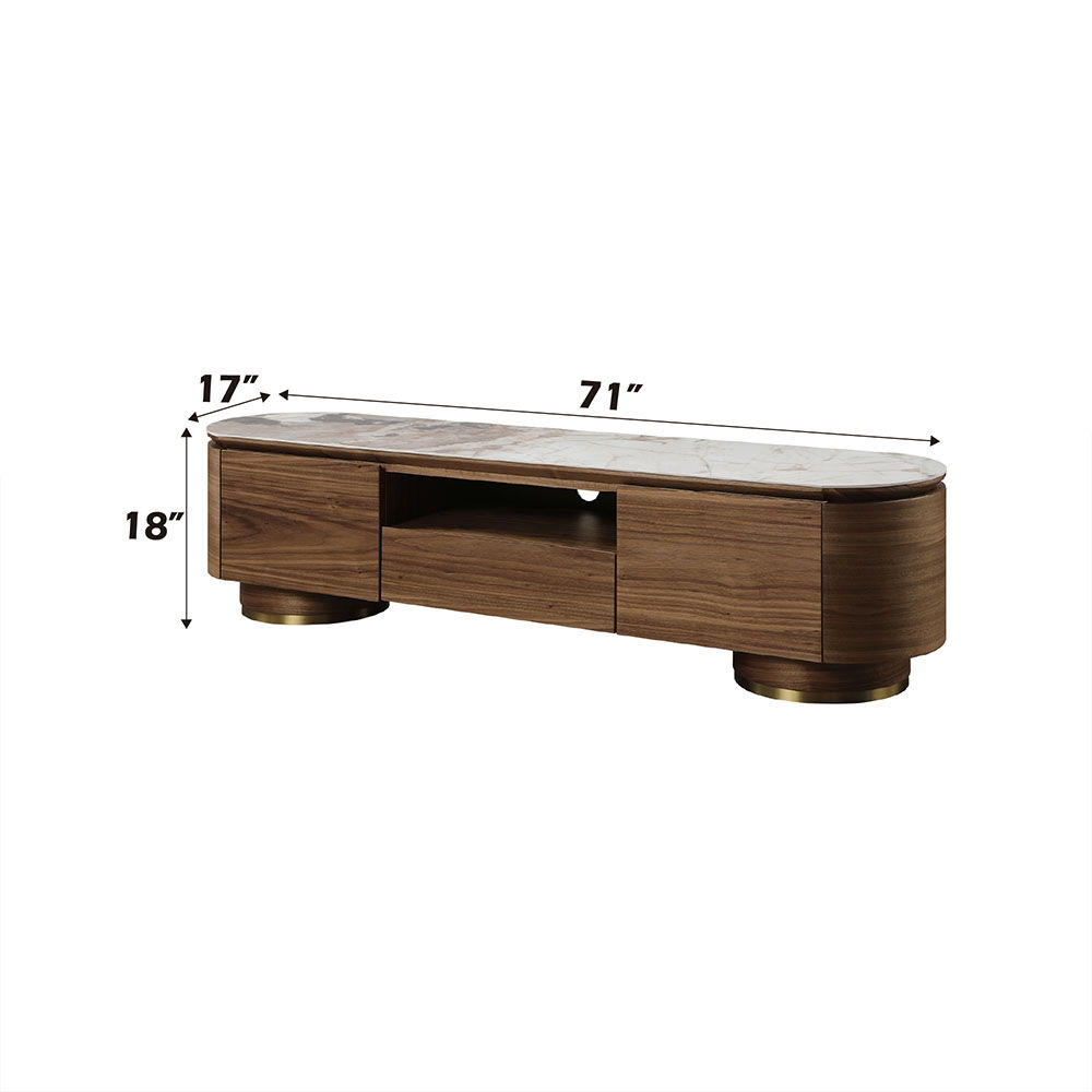 Willene - TV Stand With Ceramic Top - Ceramic Top & Walnut