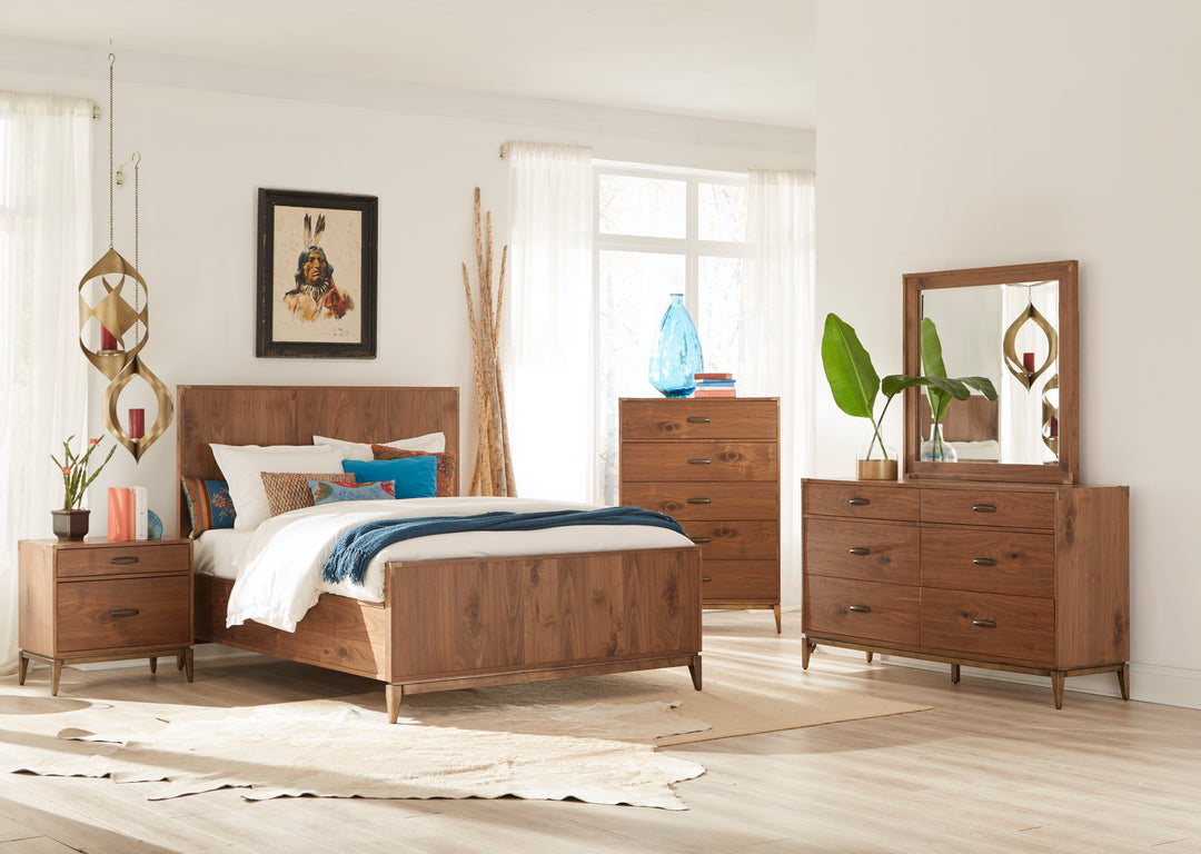 Modus Furniture 8N16F4 Adler Wood Panel Bed In Natural Walnut