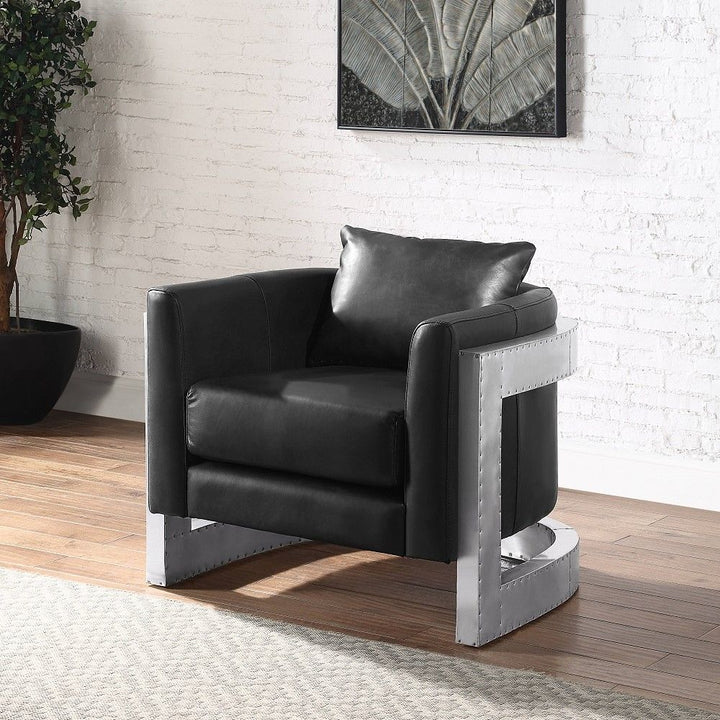 Betla - Accent Chair - Black Top Grain Leather & Aluminum