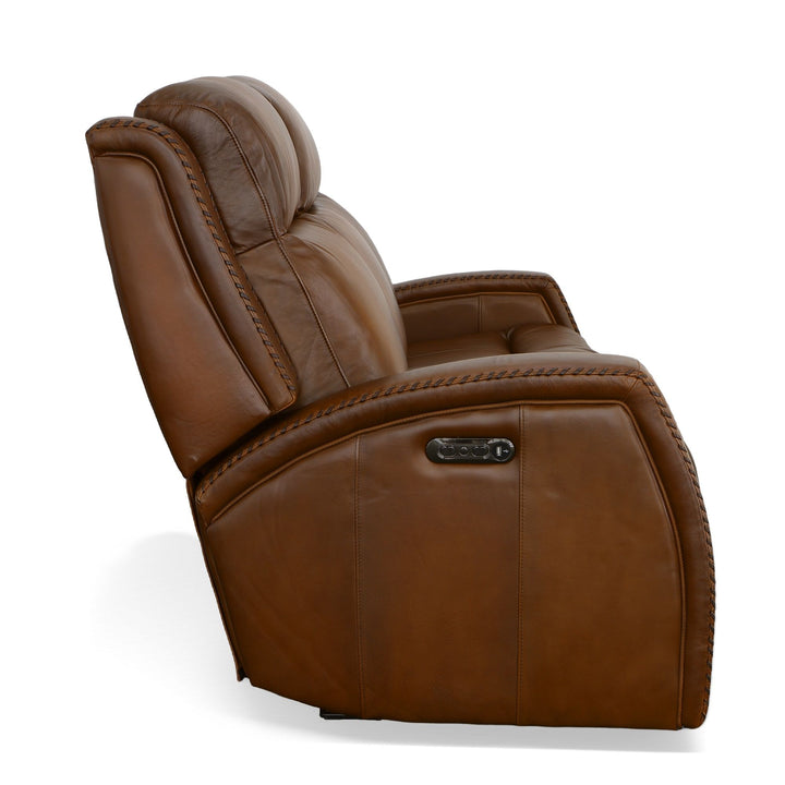 Mustang Leather Power Sofa with Power Headrest in Rust
