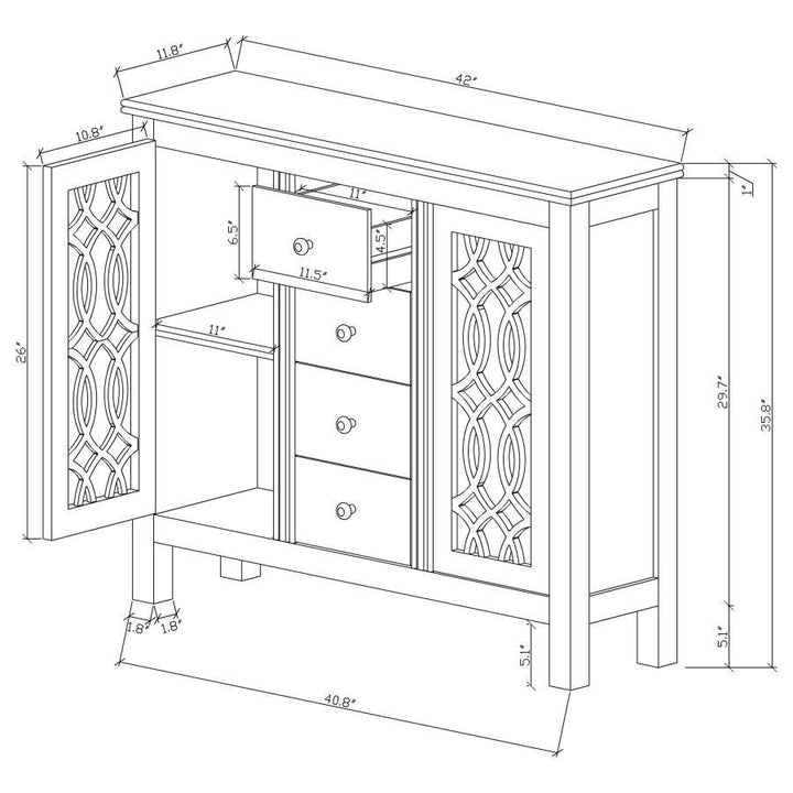 Rue - 4-Drawer Wood Trellis Accent Storage Cabinet - Blue