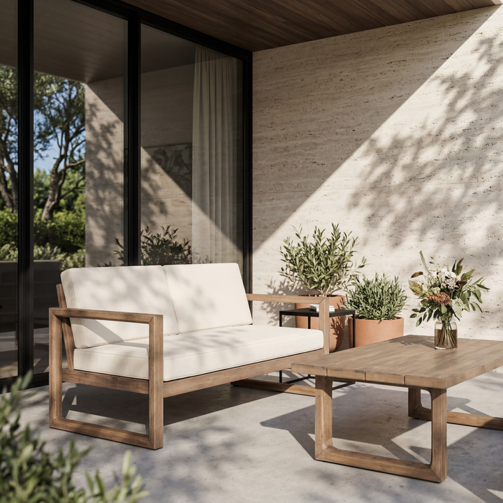 Acacia Outdoor Loveseat Set – Brown Wash