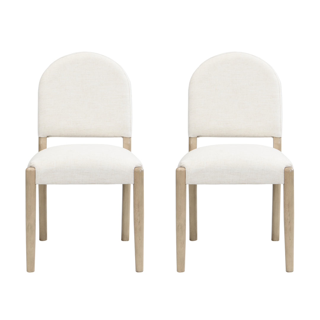 Mid-Century Upholstered Dining Chair – Beige (Set of 2)