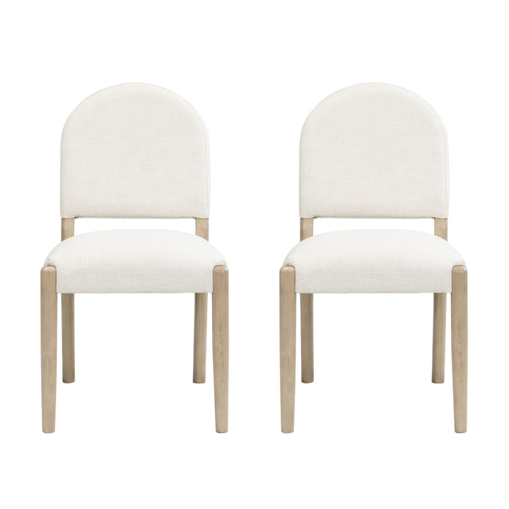 Mid-Century Upholstered Dining Chair – Beige (Set of 2)